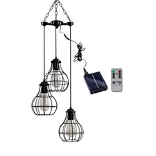 Solar Powered Led Chandelier Lights Outdoor Waterproof Hanging, Solar Light f...