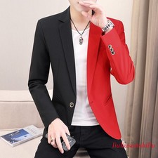 Men Formal Work Blazer Jacket Business Casual Button Slim Fit Suit Coat Tops