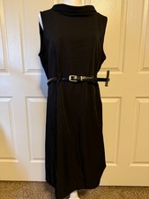 AA Studio Dress 14W Dress Black sleeveless  Zip Capped  Belted /  0153