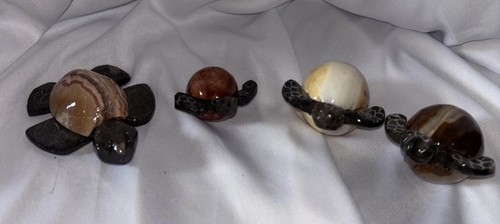 Carved Stone Sea Turtles Set Of 4 READ