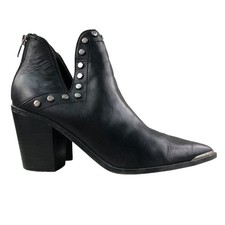 Marc Fisher Women's Size 9M Dayne Black Leather Studded Western Ankle Booties