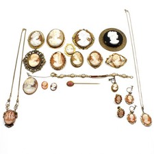 Vintage Cameo Gold Filled Brooch Pendant Necklace Earring Lot of 22 #M1523-4