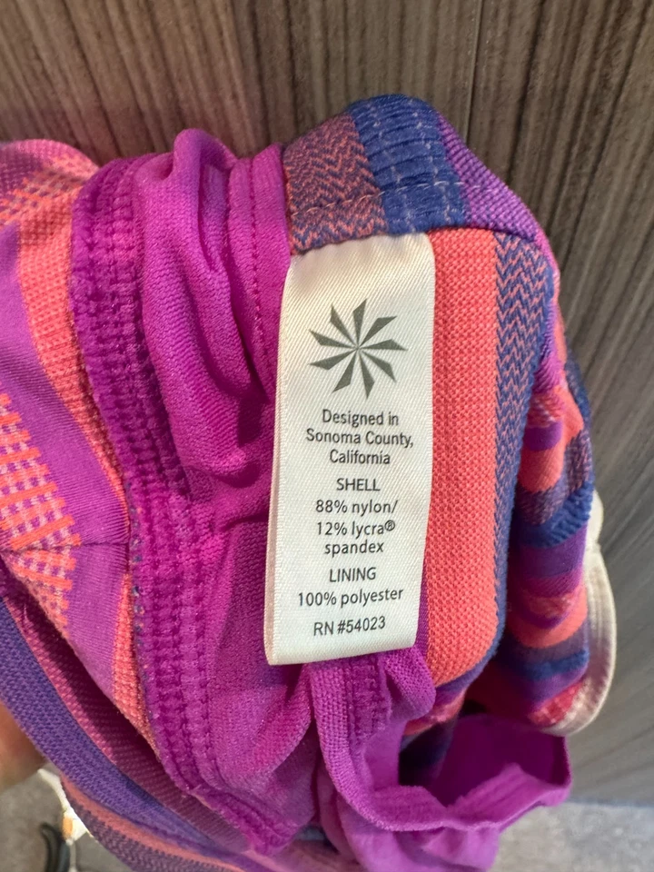 Pantalón Corto de Natación Athleta Para Mujer Rosa Multicolor Rayas Tirar con Cordón Talla M Foto 4 de 4