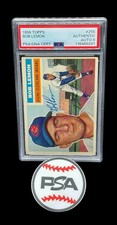 1956 Topps Bob Lemon #255 Autograph PSA DNA Authentic Card w/ PSA graded 9 AUTO