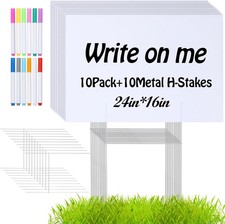 10 PACK 24 x 16 Inches Blank Yard Signs Waterproof Corrugated Plastic Signs