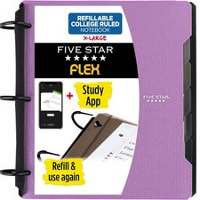 Flex Refillable Notebook Study App, College Ruled and 1-1/2 Inch TechLock R...