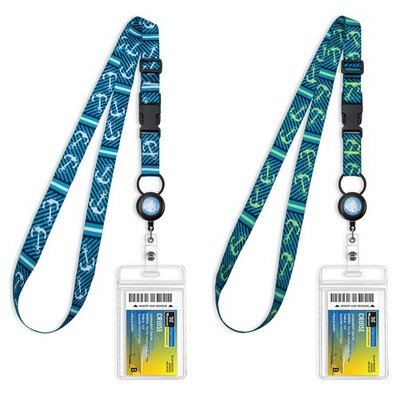 Anchor Retractable Cruise Lanyard Waterproof Ship Card ID Holder 2 PCS Sets