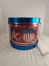 Noble & Cooley USA Metal Patriotic Red White & Blue Shield Star Toy Drum VINTAGE