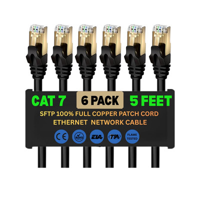 Cat7 SFTP Ethernet Patch Cord   100% Pure Copper LAN Cable, Double Shielded (Foi