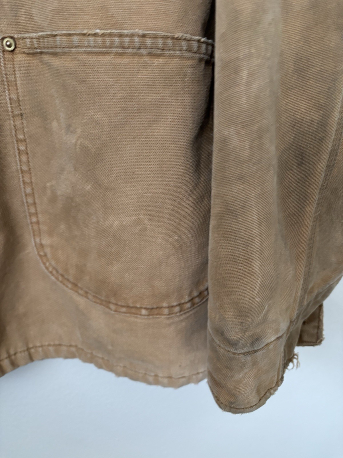 RARE Vintage 70s/80s Carhartt Chore Coat Beige Work Jacket Size 46L (Fits Large) image 5