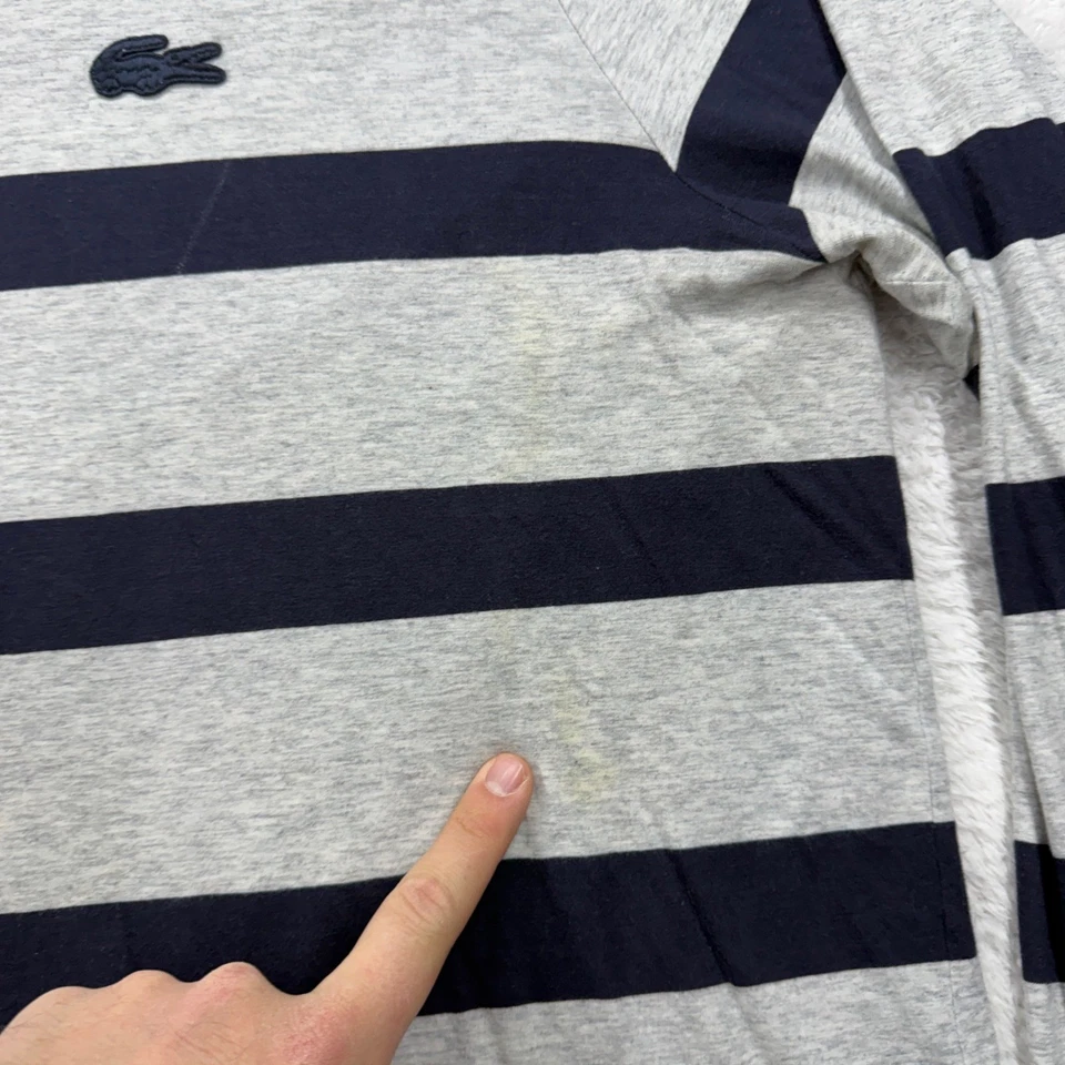 Lacoste Men's Striped Hoodie Long Sleeve Cotton Regular Fit Size 9 - Image 4 of 4