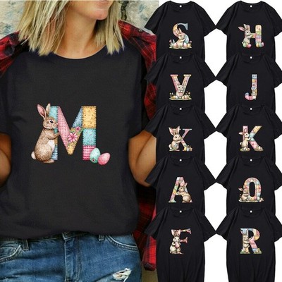 Ostern Buchstaben Kunst Unisex Kurzarm Uni T-Shirt XXS - 5XL T Kurzarm Tops