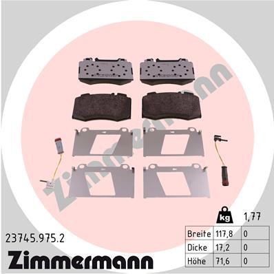Front ZIMMERMANN 23745.975.2 Brake Pad Set, disc brake for MERCEDES-BENZ,MERCEDE