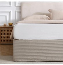 Queen Size Khaki Bed Skirt with 14-Inch Drop, Easy Fit Wrap-Around Cover for Bed
