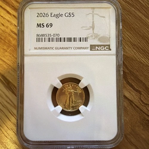 1/10 oz gold 2026 $5 American Eagle NGC MS69