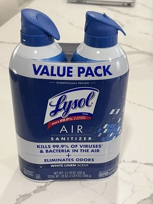 Lysol TWO PACK Air Sanitizer and Disinfectant White Linen Scent