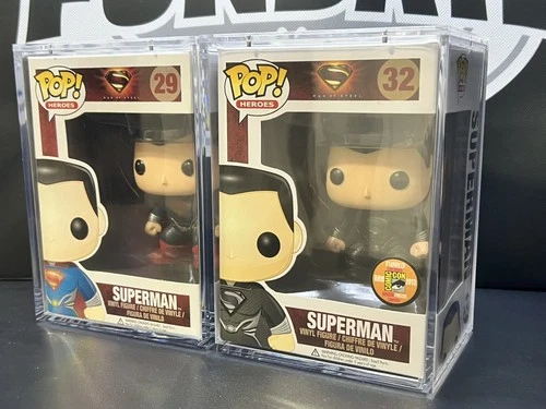 Funko Pop! DC Universe Superman Black Suit and Regular Man of Steel SDCC LE 1008