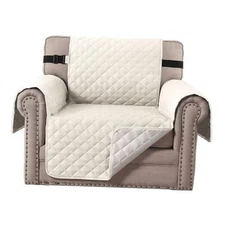  Chair Slipcover Reversible Chair Cover Water Resistant Armchair Ivory/Beige