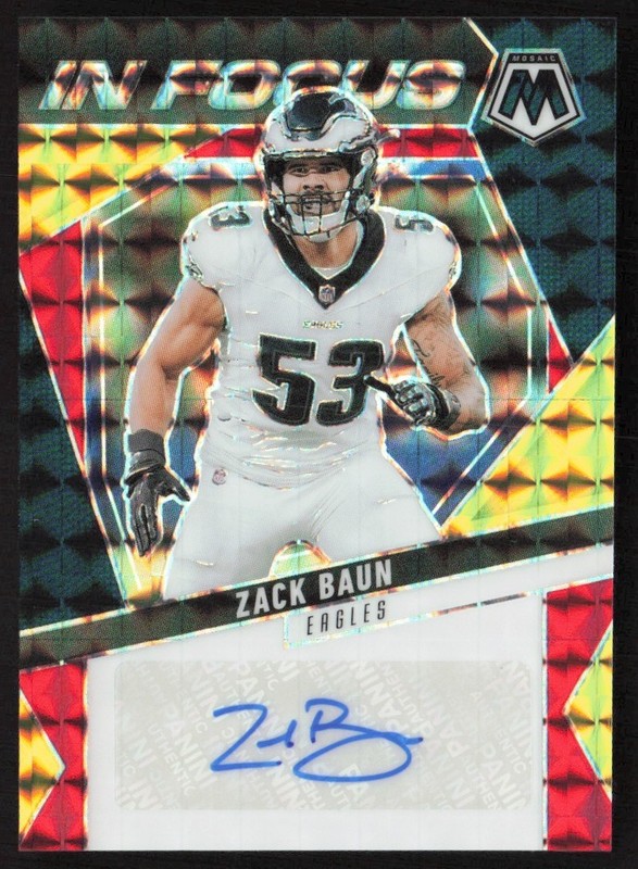 2025 Panini Mosaic In Focus Red and Yellow Zack Baun Auto #141 GS1