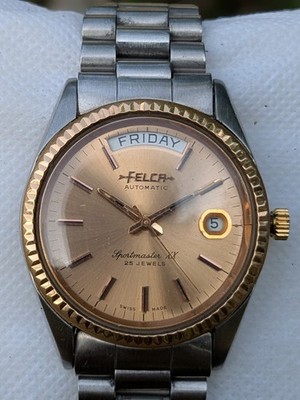 1970's Vintage FELCA Sportmaster XX Automatic 25 Jewels Day/Date