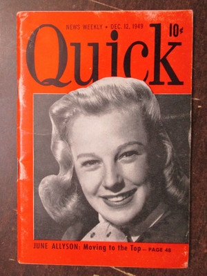 QUICK NEW WEEKLY MAGAZINE DECEMBER 12, 1949 JUNE ALLYSON VINTAGE DIGEST