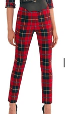 Gretchen Scott Women's Pants Holiday Plaid Medium Stretch Straight Leg Party