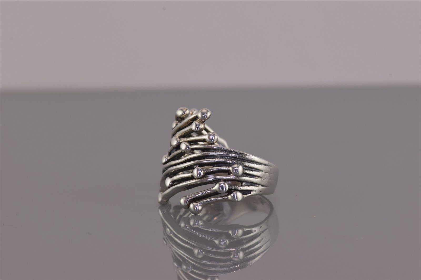 Sterling Silver Beaded Intersecting Bypass Organi… - image 5