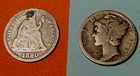 1890 Seated Liberty Dime and 1928D Merc 10¢ @ BELOW MELT*