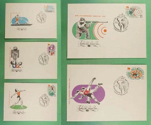 DR WHO 1976 RUSSIA 6 FDC OLYMPICS SPORTS #4445-4449 R34379