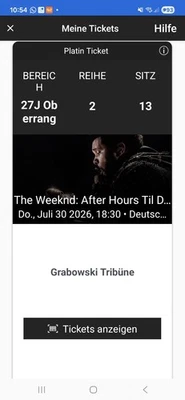 The Weeknd After Hours Till Dawn PlatinTickets 2 Sitzplätze 30.07.26 Frankfurt