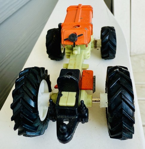 1990s New Ray Farm Motor Tractor Orange Friction Powered Diecat Toy 4” Length - Picture 4 of 8