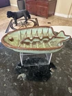 Vtg Mid-Century Frankoma Pottery T8 Green/Brown Fish Bone Ashtray