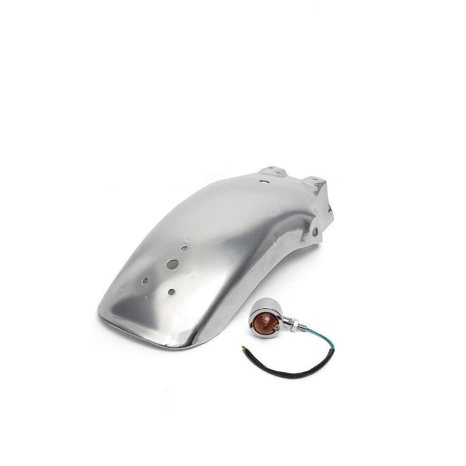 Guardabarros trasero LED cromado guardabarros universal para Honda Yamaha Chopper Foto 2 de 4