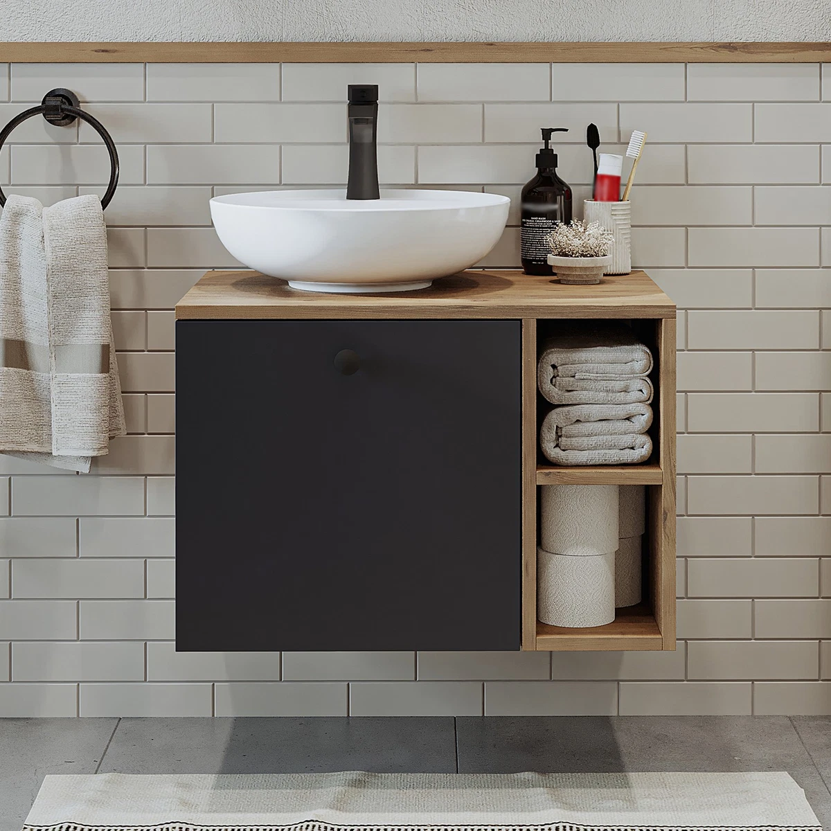 Juego de 2 muebles de baño Roomart LOTUS-I-65 • Lavabo con armario bajo