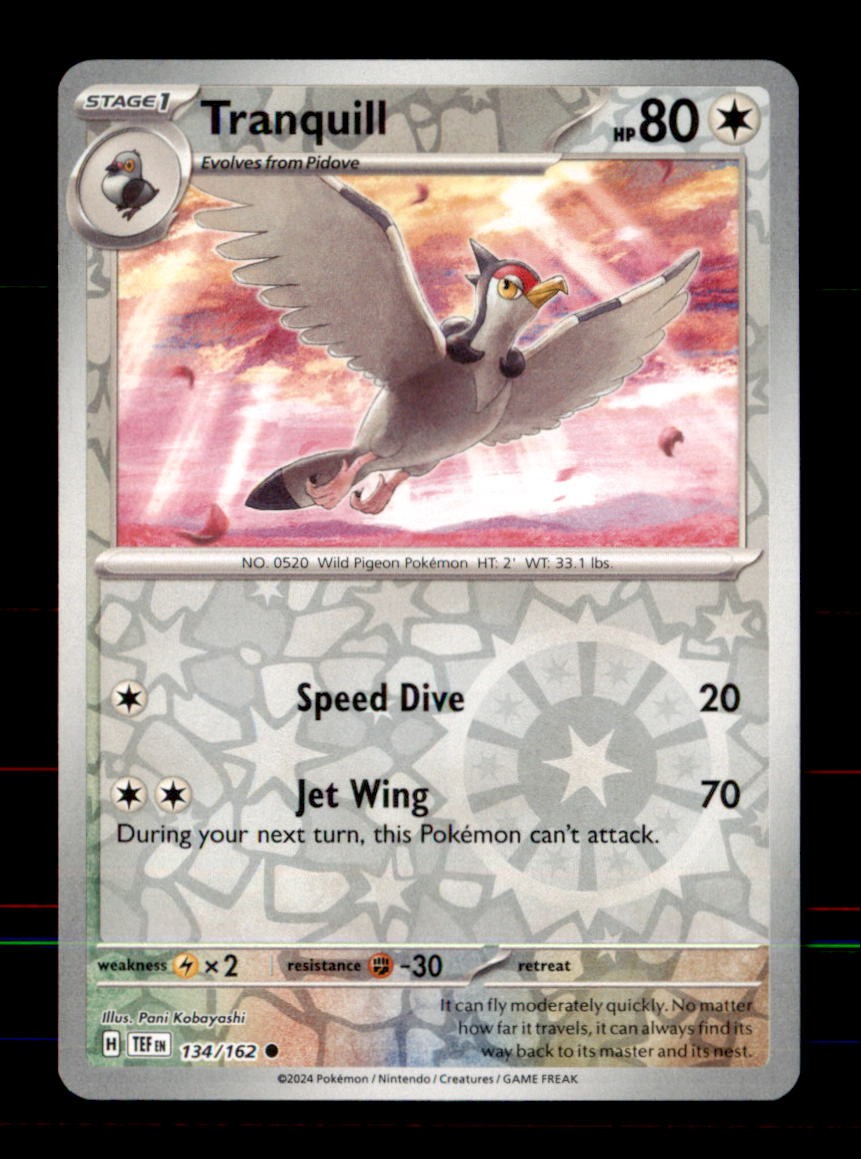 Tranquill 134/162 Common Temporal Forces Pokemon Reverse Holo Near Mint