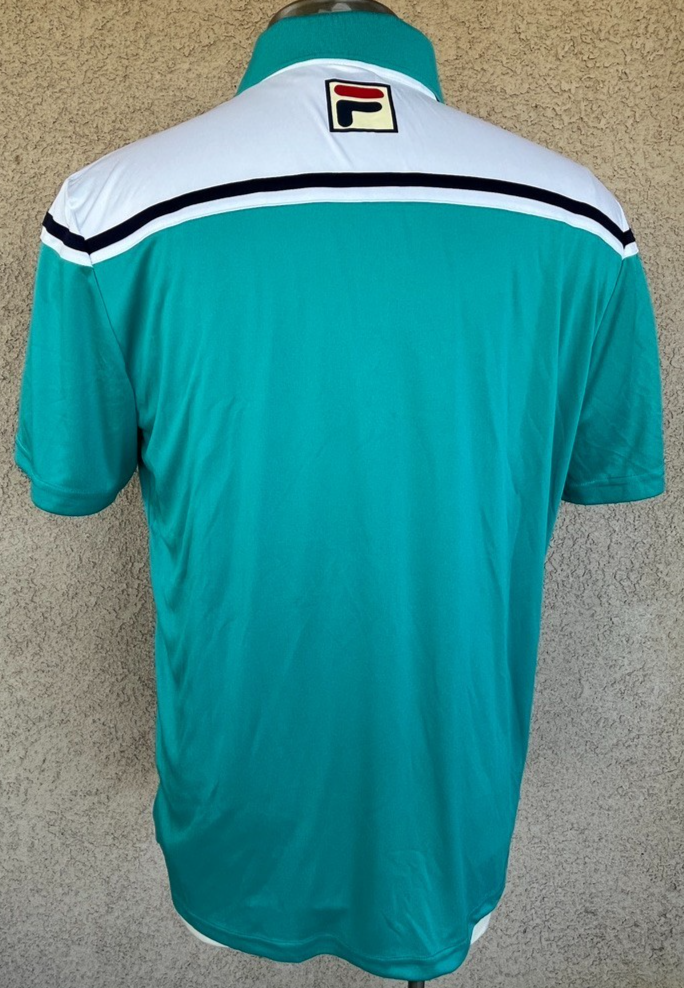 FILA POLO (BNP PARIBAS OPEN 非売品) FILA BNP Paribas Open Tennis Teal White S/S Athletic Golf Polo