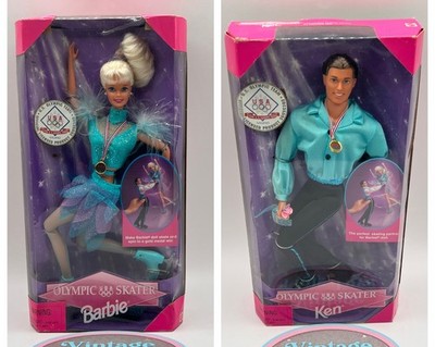 1997 Olympic Skater Barbie & Ken Dolls #18501 #18502 - Ice Skating NRFB Lot Of 2