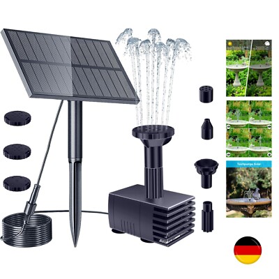 Biling 8W Solar Springbrunnen für außen mit 3600 mAh Batterie Solar Teichpumpe