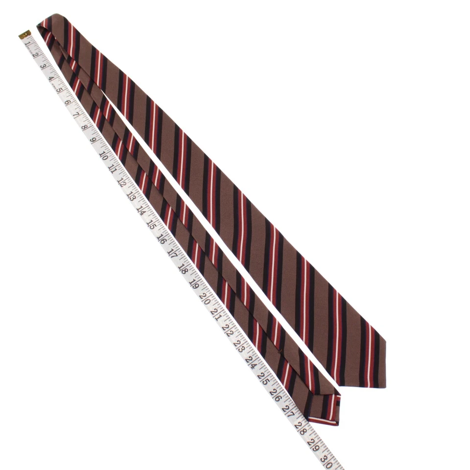 Corbata Kiton nueva sin etiquetas 100 % seda siete pliegues en marrón/negro/naranja oxidado/rayas azules Foto 3 de 4