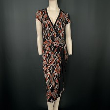 Star by Julien Macdonald BlackWrap Dress Size 12 Draped with Brooch Waist Detail