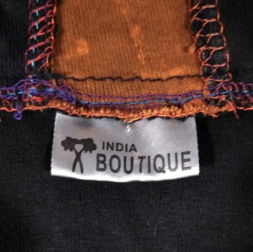 Boho Hippie Patchwork Zip Up Hooded Jacket 100% Cotton Girls Size Large - Picture 10 of 12
