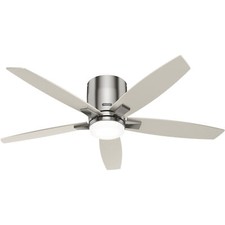Flush-mount Ceiling fan with LED Light Valencia Nickel Fan with Remote 3 Speeds