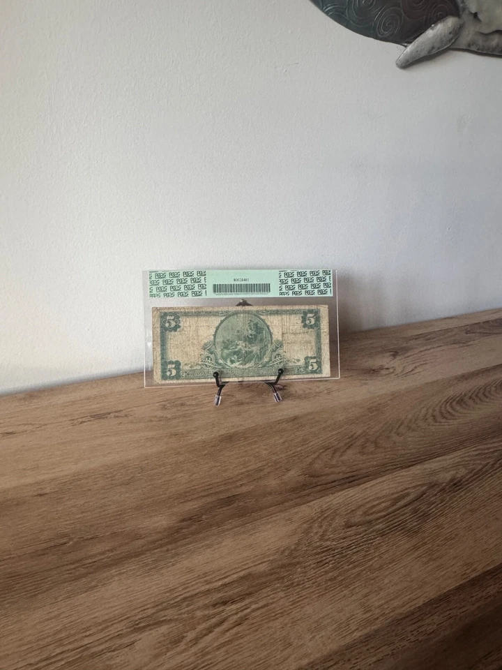 1902 $5 National Bank Note Alameda California #10150 PCGS Graded 10 VG - RARE - Image 4 of 4