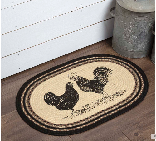 Rooster Jute Braided Oval Throw Rug 20 x 30 inch Chicken Country ...