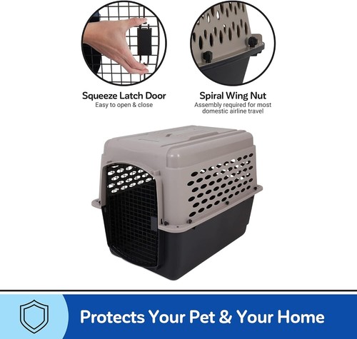 Secure and Spacious 36" Dog Kennel for Comfortable Air Travel - Taupe/Black - Picture 7 of 12