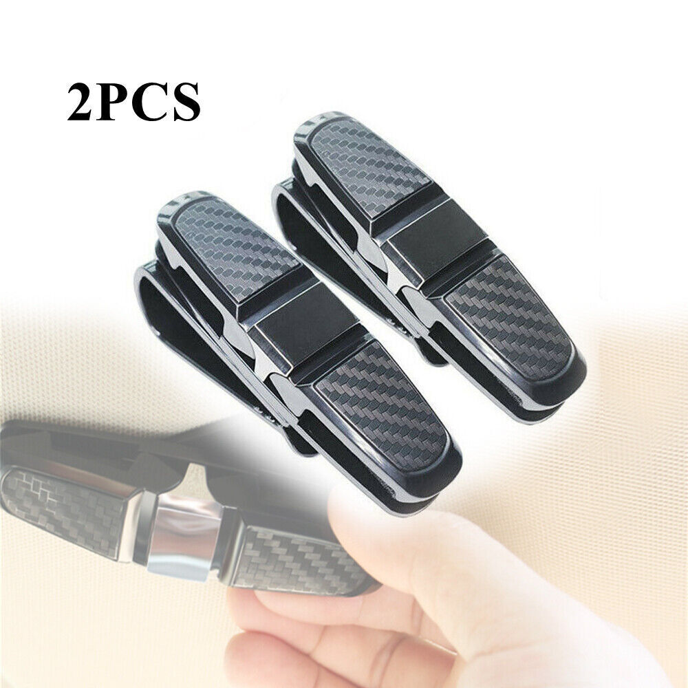 2Pcs Universal Sunglasses Cards Holder Car Sun Visor Glasses Clip