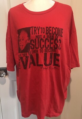 ALBERT EINSTEIN 2XL T-Shirt Red ''Try not to become a man of success'' Motivation