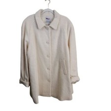 Vintage Winter White Wool Mohair Alpaca Neutral Swing Coat Size 22w