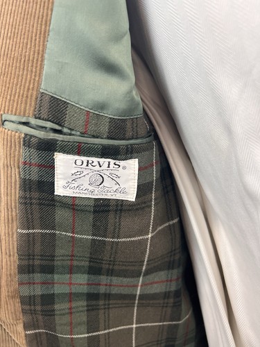 Orvis Men’s Khaki Corduroy Plaid Suit Wool Size 38 R Pants 34 X 32 RARE Vintage - Picture 12 of 17