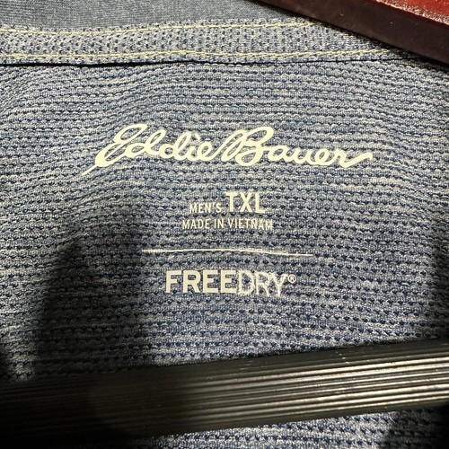 Eddie Bauer Adventurer Polo Shirt Mens TXL Short Sleeve Blue Stretch FreeDry NEW - Picture 6 of 11